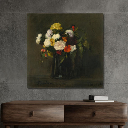 Fiori Henri Fantin-Latour hft26 quadro stampato su tela