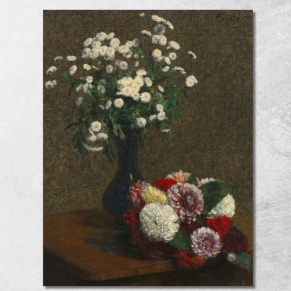 Fiori Di Camomilla E Dalia Henri Fantin-Latour hft27 quadro stampato su tela