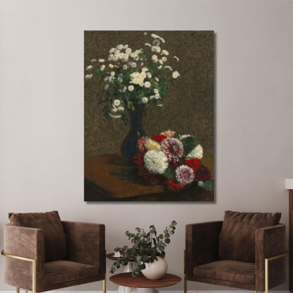 Fiori Di Camomilla E Dalia Henri Fantin-Latour hft27 quadro stampato su tela