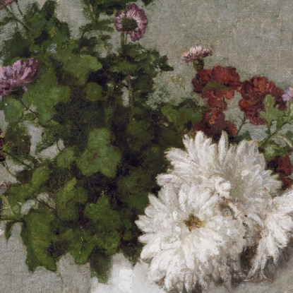 Natura Morta Di Fiori Crisantemi Autunnali In Un Vaso Bianco Henri Fantin-Latour hft28 quadro stampato su tela