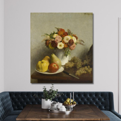 Fiori E Frutta Henri Fantin-Latour hft30 quadro stampato su tela