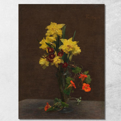 Narcisi E Nasturzi Henri Fantin-Latour hft38 quadro stampato su tela