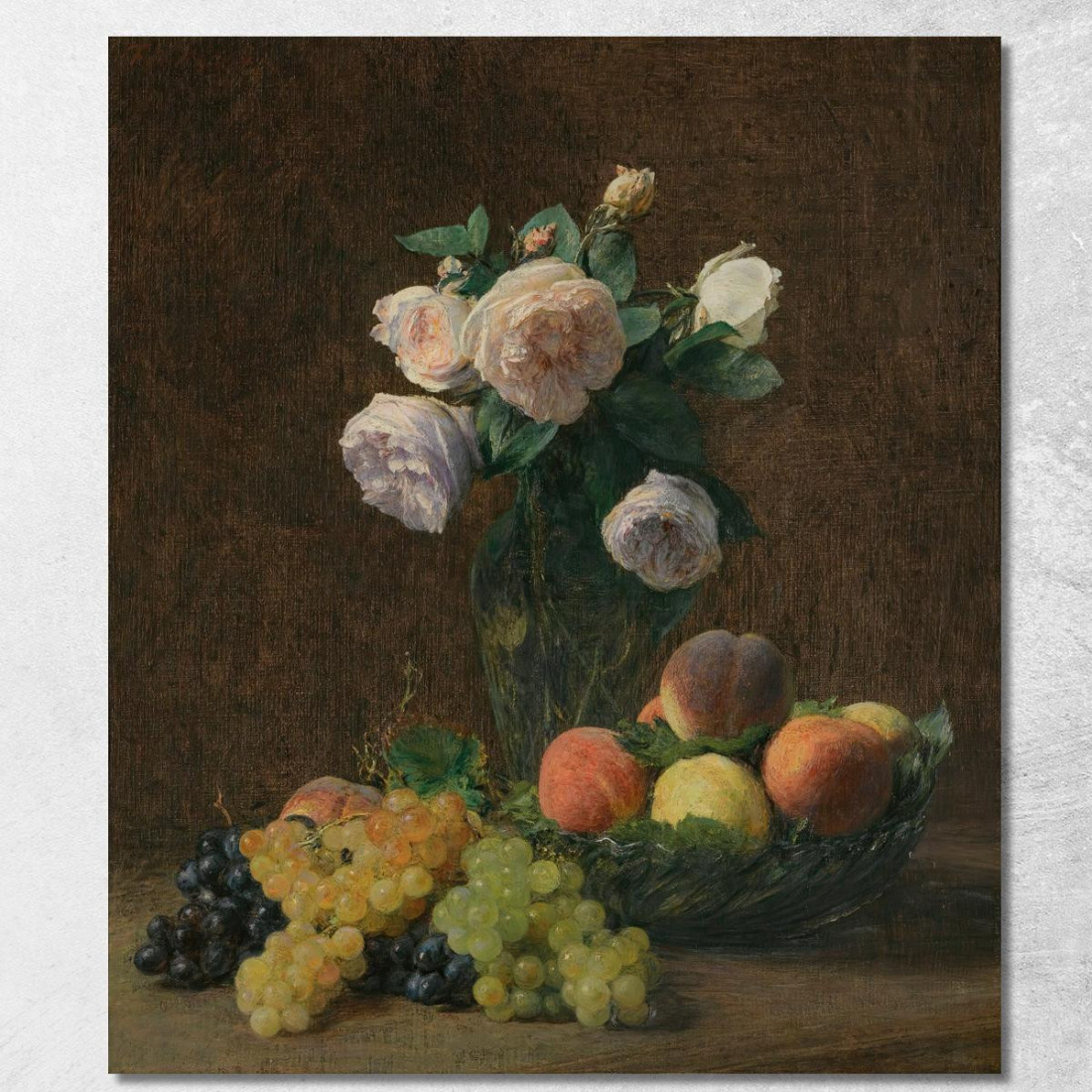 Vaso Natura Morta Di Rose Pesche E Uva Henri Fantin-Latour hft60 quadro stampato su tela