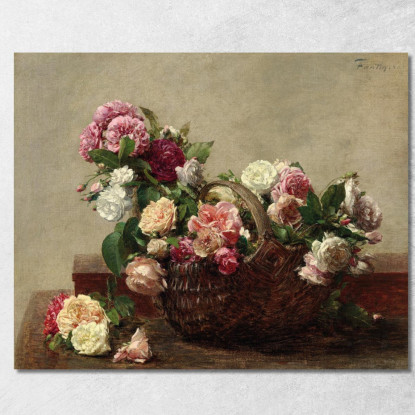 Cesto Di Rose Henri Fantin-Latour hft62 quadro stampato su tela