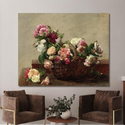 Cesto Di Rose Henri Fantin-Latour hft62 quadro stampato su tela