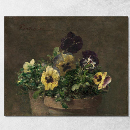 Viole Del Pensiero In Vaso Henri Fantin-Latour hft76 quadro stampato su tela