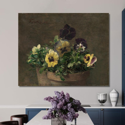 Viole Del Pensiero In Vaso Henri Fantin-Latour hft76 quadro stampato su tela