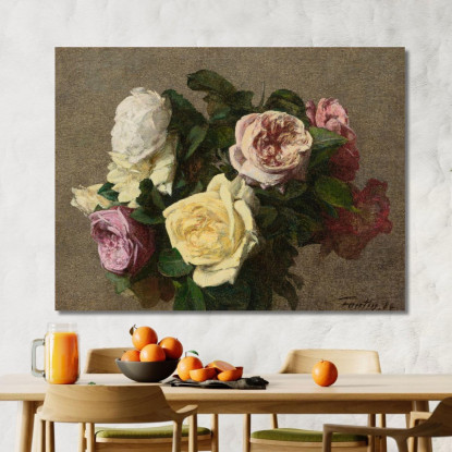 Rose 2 Henri Fantin-Latour hft78 quadro stampato su tela