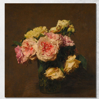 Rose In Un Vaso Di Cristallo Henri Fantin-Latour hft80 quadro stampato su tela