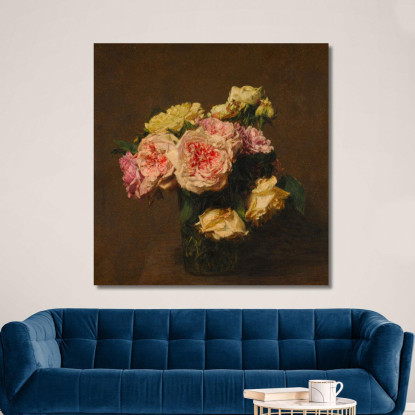 Rose In Un Vaso Di Cristallo Henri Fantin-Latour hft80 quadro stampato su tela