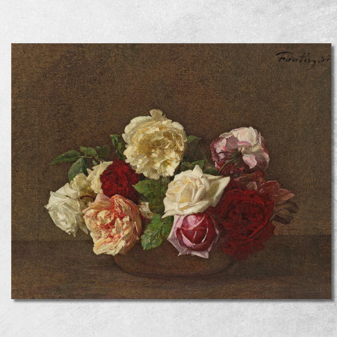 Rose In Una Tazza Henri Fantin-Latour hft81 quadro stampato su tela