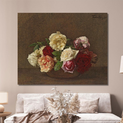 Rose In Una Tazza Henri Fantin-Latour hft81 quadro stampato su tela