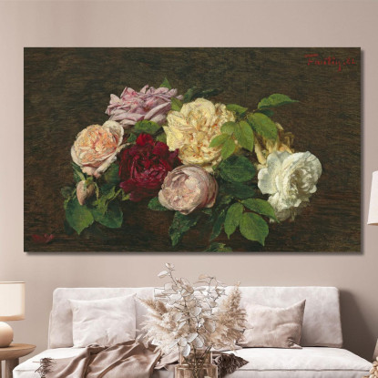 Belle Rose Su Un Tavolo Henri Fantin-Latour hft82 quadro stampato su tela