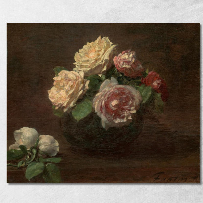 Rose In Una Ciotola 2 Henri Fantin-Latour hft83 quadro stampato su tela