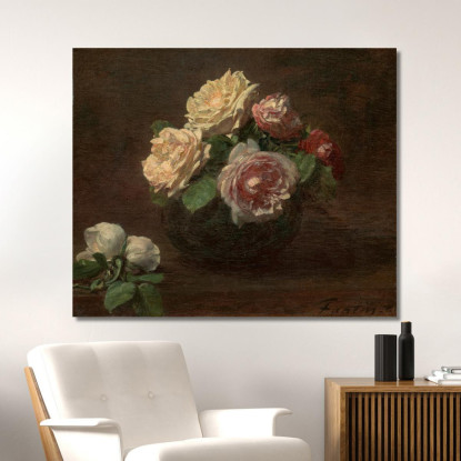 Rose In Una Ciotola 2 Henri Fantin-Latour hft83 quadro stampato su tela