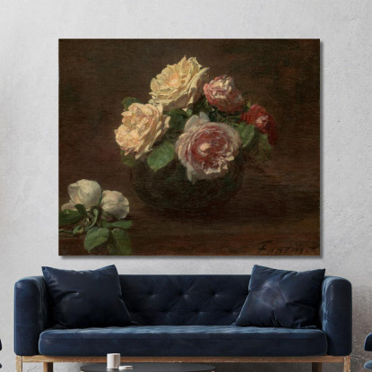 Rose In Una Ciotola 2 Henri Fantin-Latour hft83 quadro stampato su tela