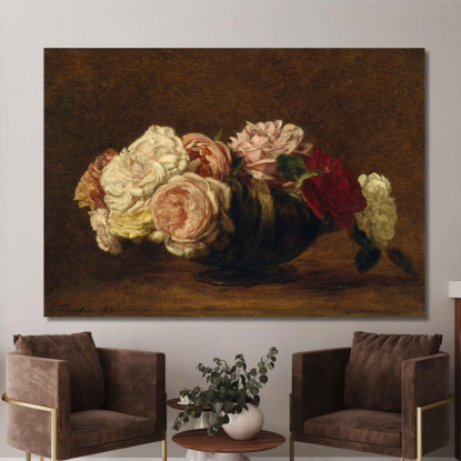 Rose In Una Ciotola Henri Fantin-Latour hft84 quadro stampato su tela