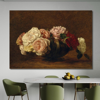 Rose In Una Ciotola Henri Fantin-Latour hft84 quadro stampato su tela