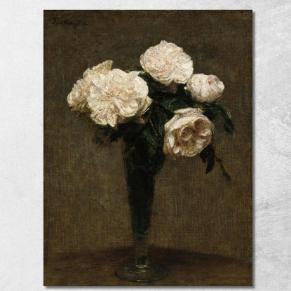 Rose In Un Vaso 2 Henri Fantin-Latour hft85 quadro stampato su tela