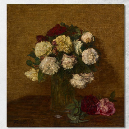 Rose In Un Vaso Henri Fantin-Latour hft86 quadro stampato su tela