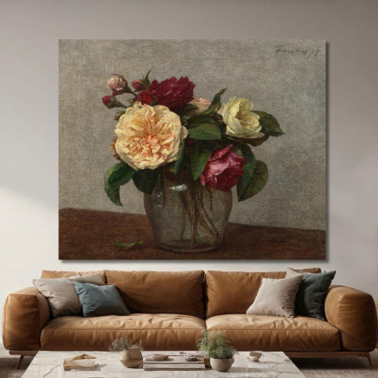 Rose Gialle E Rosse Henri Fantin-Latour hft87 quadro stampato su tela