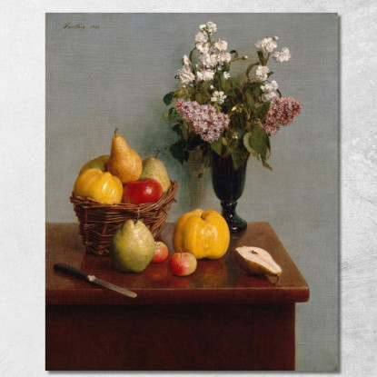 Natura Morta Con Fiori E Frutta Henri Fantin-Latour hft101 quadro stampato su tela