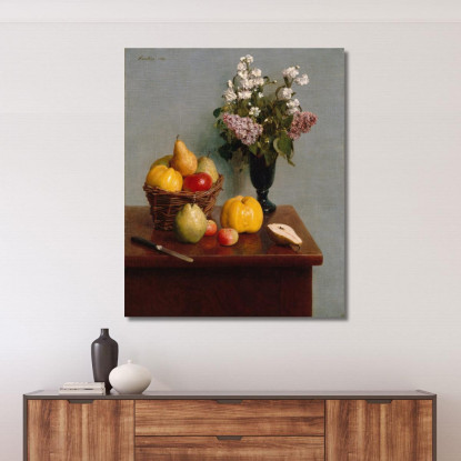 Natura Morta Con Fiori E Frutta Henri Fantin-Latour hft101 quadro stampato su tela