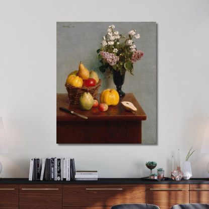 Natura Morta Con Fiori E Frutta Henri Fantin-Latour hft101 quadro stampato su tela