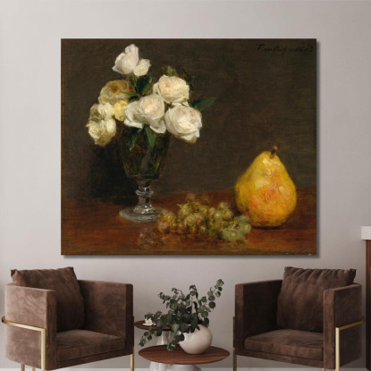 Natura Morta Con Rose E Frutta Henri Fantin-Latour hft108 quadro stampato su tela