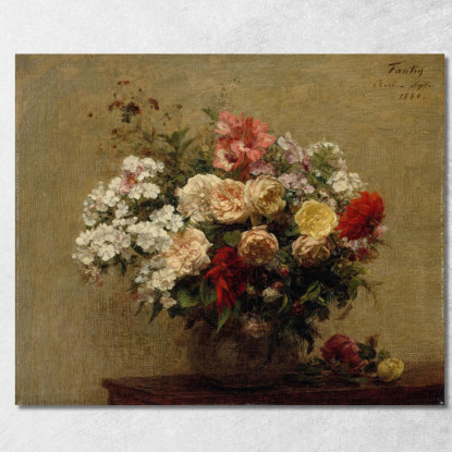 Fiori Estivi Henri Fantin-Latour hft114 quadro stampato su tela