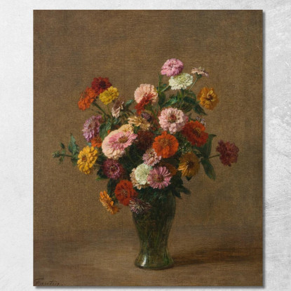 Zinnie Henri Fantin-Latour hft135 quadro stampato su tela