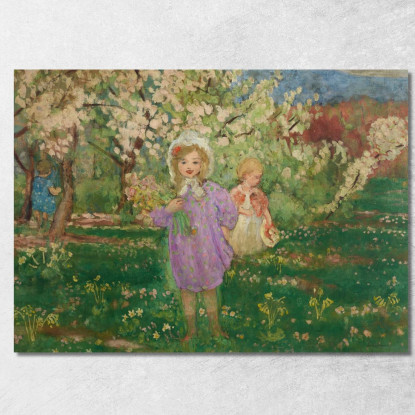 Bambini In Un Frutteto Fiorito Henri Lebasque hlb10 quadro stampato su tela