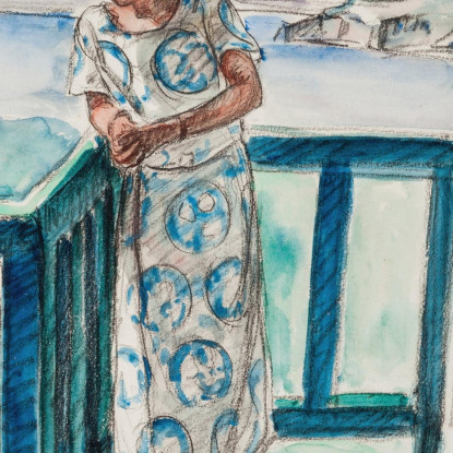 Donna Sul Balcone Henri Lebasque hlb11 quadro stampato su tela