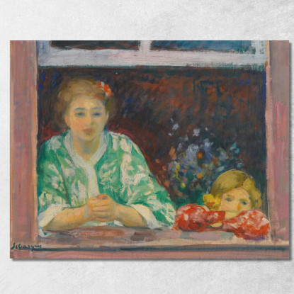 Donna E Bambina Alla Finestra Henri Lebasque hlb14 quadro stampato su tela