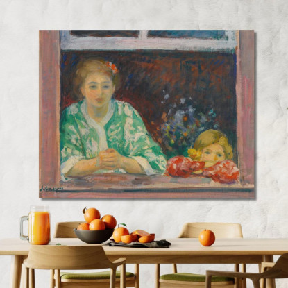 Donna E Bambina Alla Finestra Henri Lebasque hlb14 quadro stampato su tela