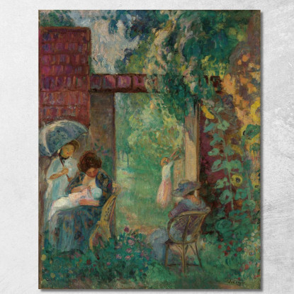 Donne E Bambini In Un Giardino In Estate Henri Lebasque hlb16 quadro stampato su tela