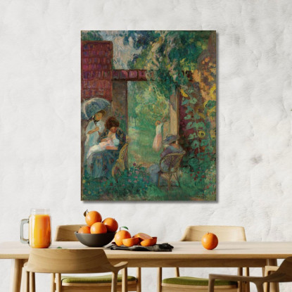 Donne E Bambini In Un Giardino In Estate Henri Lebasque hlb16 quadro stampato su tela