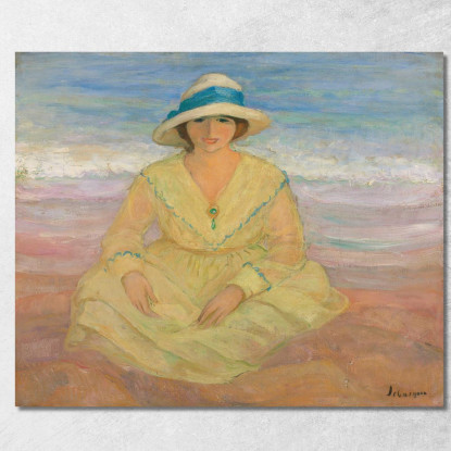 Giovane Ragazza Seduta Sulla Spiaggia Henri Lebasque hlb19 quadro stampato su tela