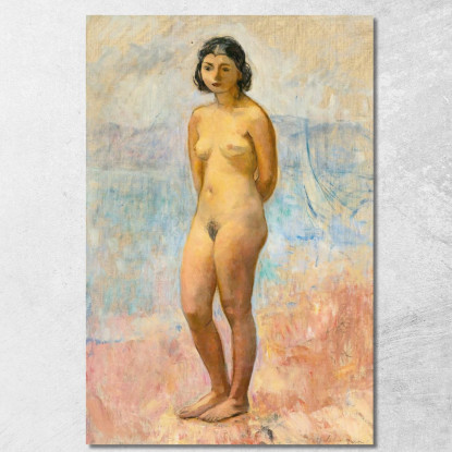 Giovane Ragazza Nuda In Piedi Henri Lebasque hlb21 quadro stampato su tela