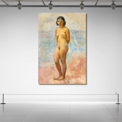 Giovane Ragazza Nuda In Piedi Henri Lebasque hlb21 quadro stampato su tela