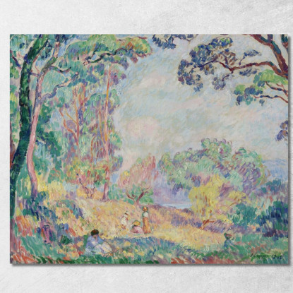 Giovani Donne E Ragazze In Un Paesaggio Henri Lebasque hlb22 quadro stampato su tela