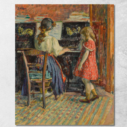 La Lezione Di Pianoforte Di Marthe E Nono Henri Lebasque hlb25 quadro stampato su tela