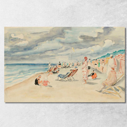 Spiaggia Di Deauville Henri Lebasque hlb27 quadro stampato su tela