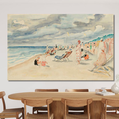 Spiaggia Di Deauville Henri Lebasque hlb27 quadro stampato su tela