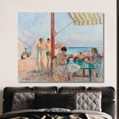 Il Bar Sulla Spiaggia Henri Lebasque hlb31 quadro stampato su tela