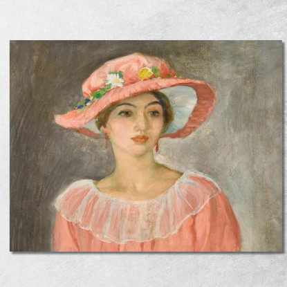 Il Cappello Rosa Henri Lebasque hlb33 quadro stampato su tela