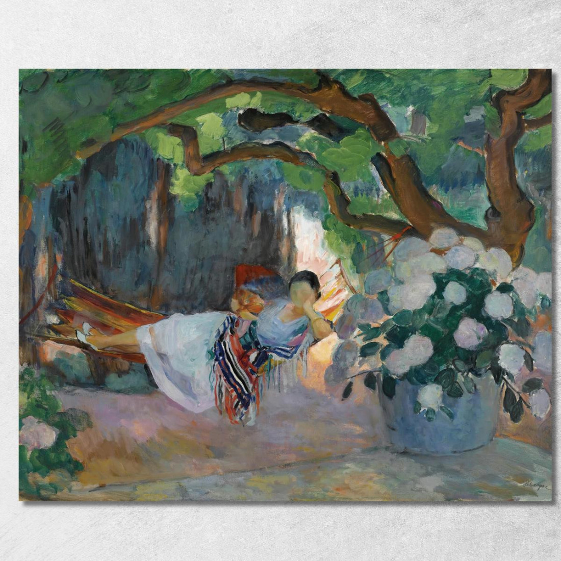 Le Pradet Giovane Donna In Amaca Nono Henri Lebasque hlb37 quadro stampato su tela