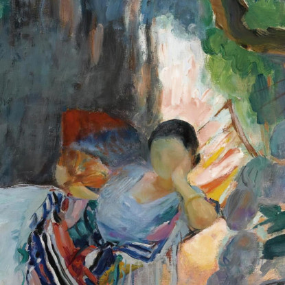 Le Pradet Giovane Donna In Amaca Nono Henri Lebasque hlb37 quadro stampato su tela