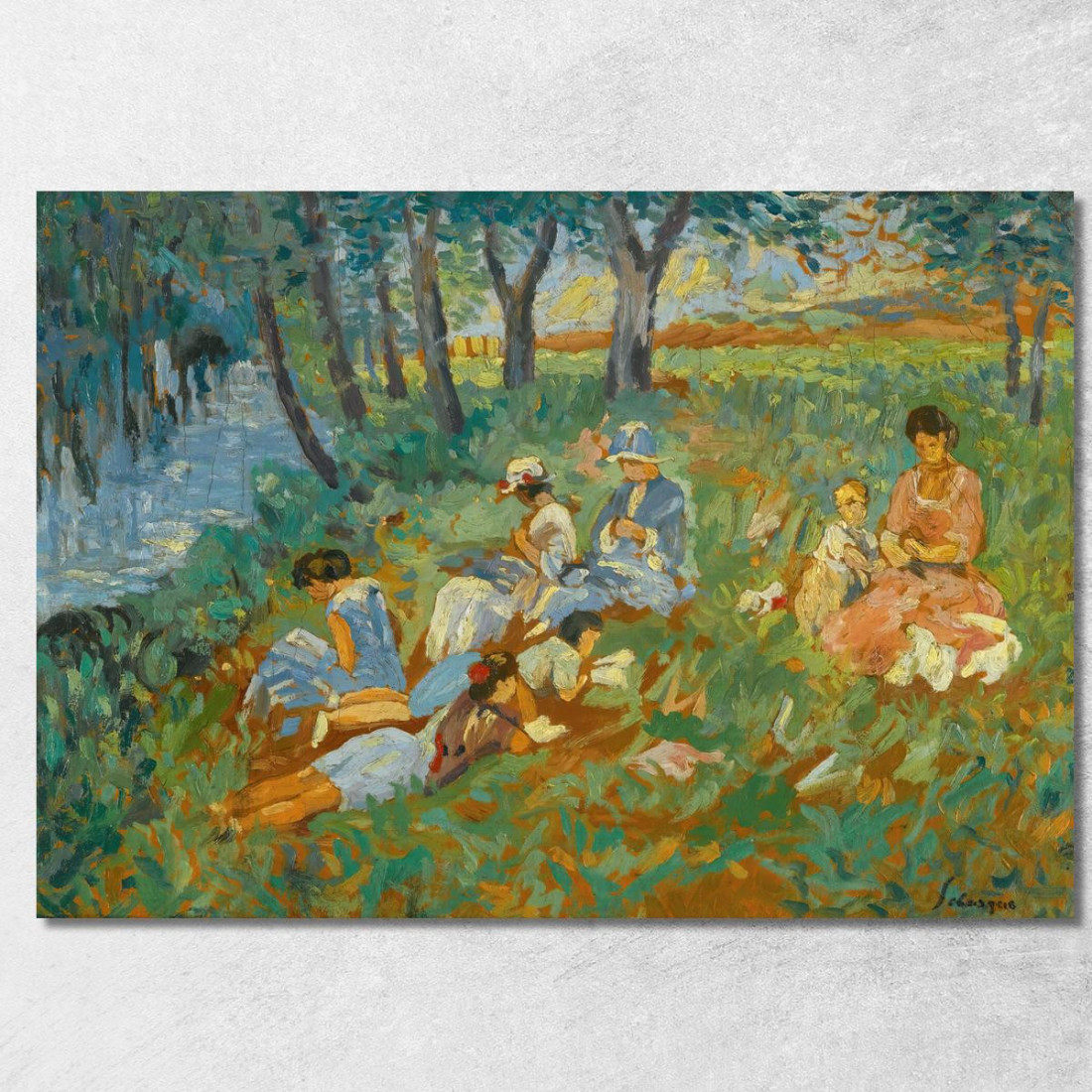 Les Andelys La Famiglia Lebasque Sull'Acqua Henri Lebasque hlb39 quadro stampato su tela