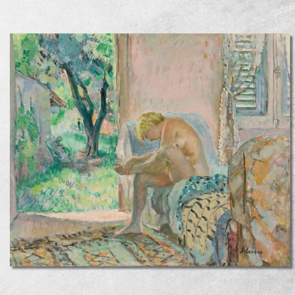 Nudo Seduto Su Un Divano Vicino Alla Finestra Henri Lebasque hlb56 quadro stampato su tela